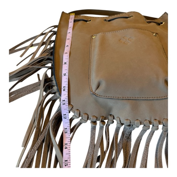 Patricia Nash Large Carrara Drawstring Leather Wheat Crossbody Fringe Western - Picture 11 of 16